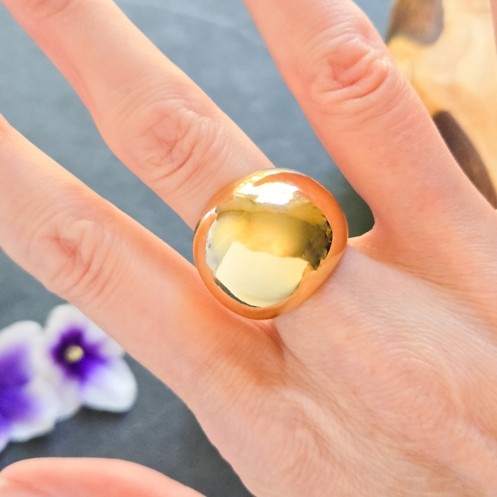 NWT Sterling Forever 14k Gold Plated Dome Ring, Size 7